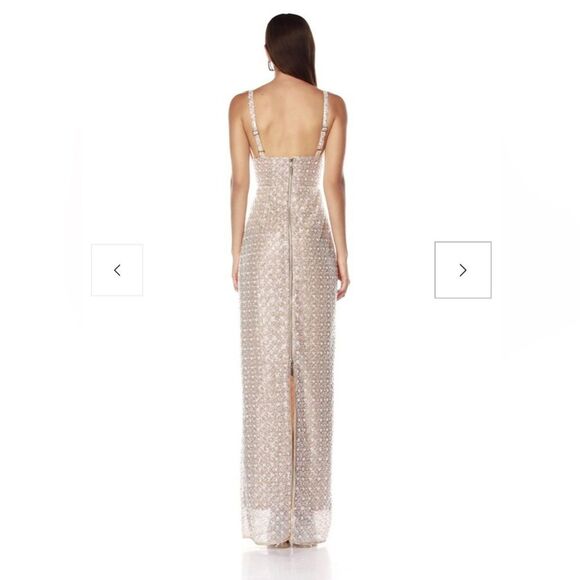 NWOT Bronx and Banco Allegra Silver Sequin Maxi Dress Gown, size XS, S &M - Picture 2 of 11